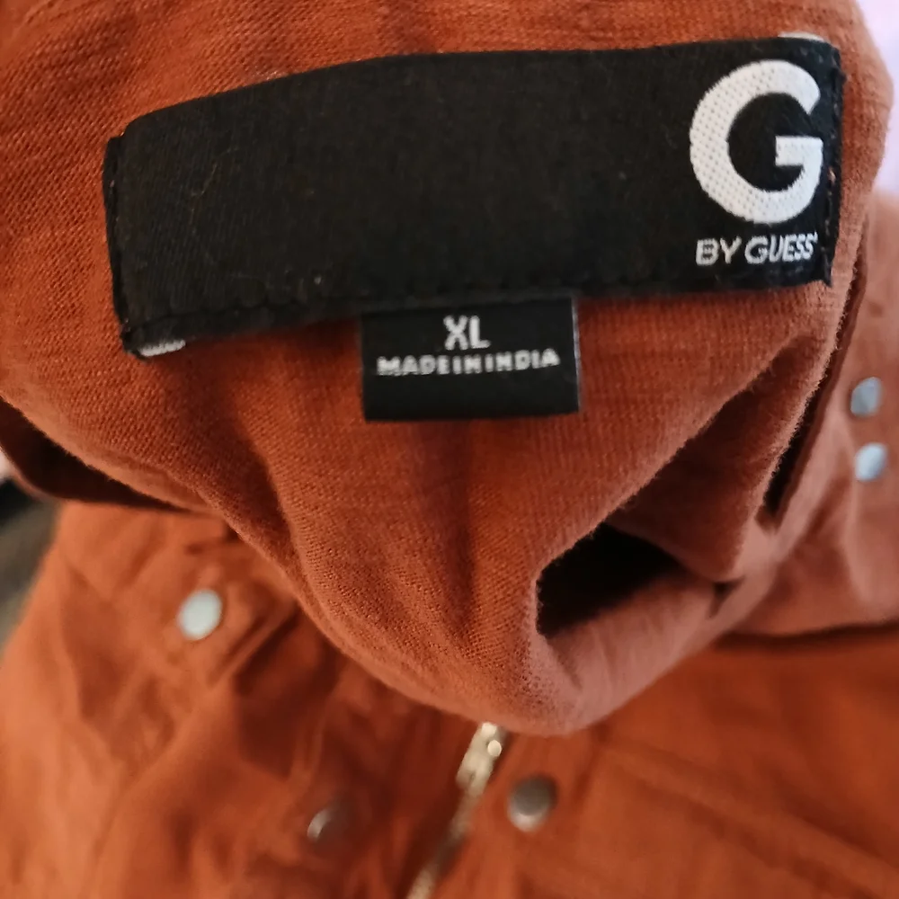 Guess Long-Sleeve Henley with Zip Chest Pocket - Rust Orange - Picture 4 of 5